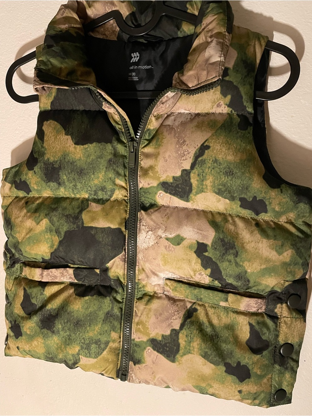 all in motion Green and Tan Camo Puffer Vest